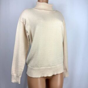 VICI Women’s S Cream Mock Neck Sweater Pullover Knit Turtleneck Top Long Sleeve